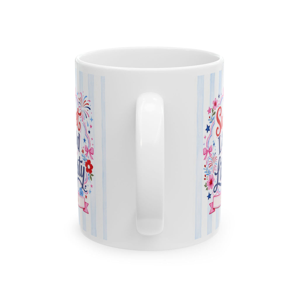 Sweet Land of Liberty Mug — Coquette 4th of July Gift, Personalized Name