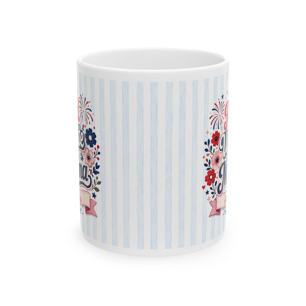 Red White and Mama personalized mug lifestyle — Independence Day gift for mom
