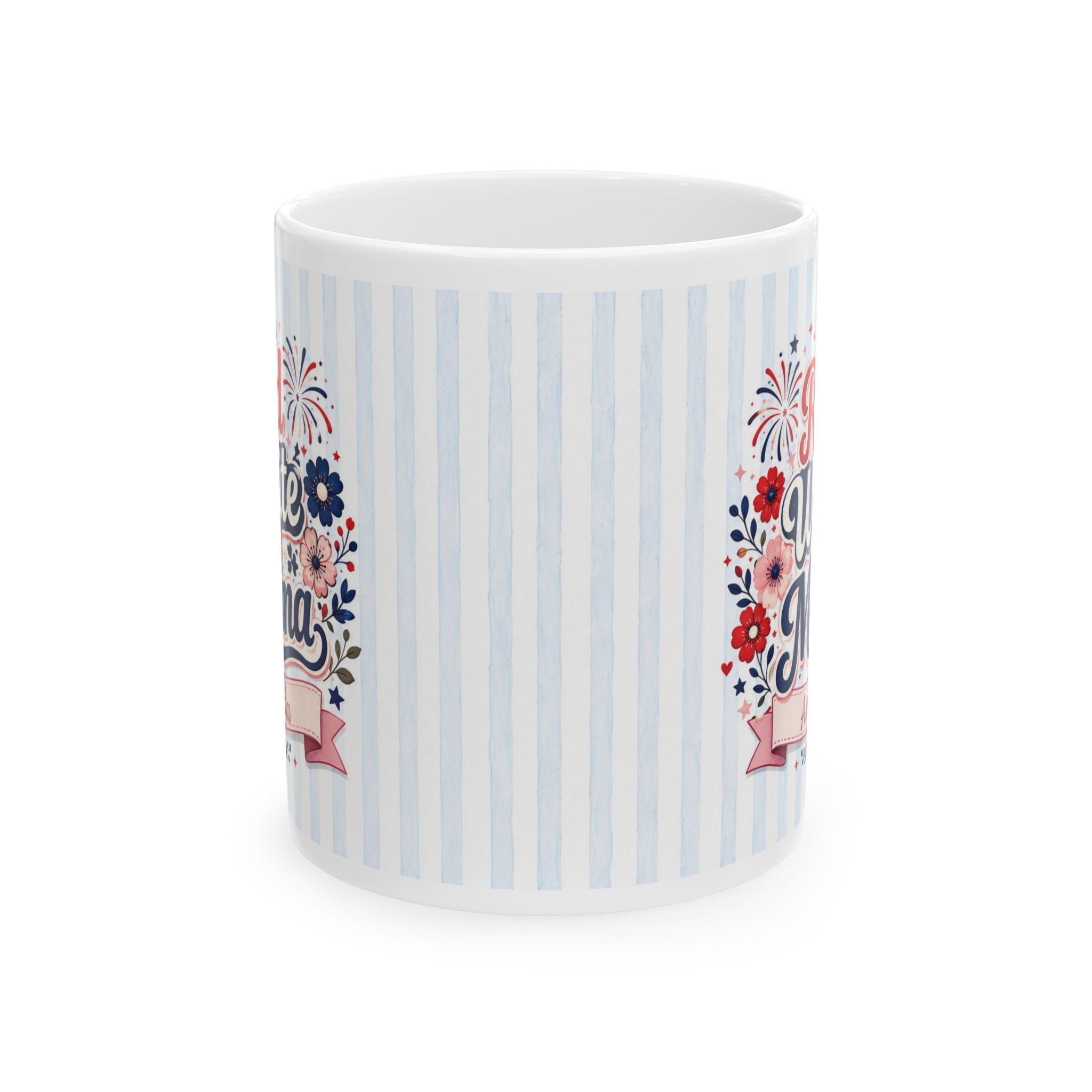 Red White and Mama personalized mug lifestyle — Independence Day gift for mom