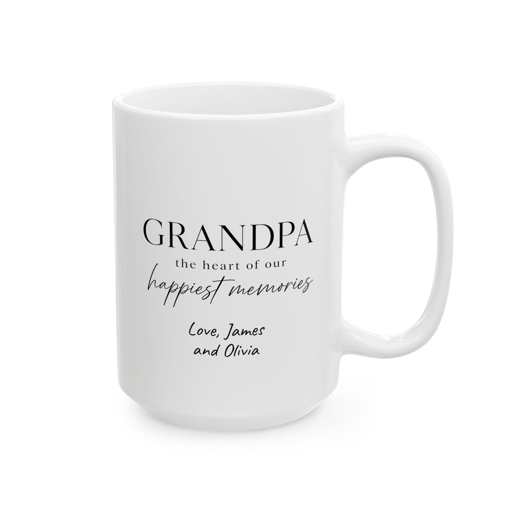 Grandpa happiest memories personalized ceramic mug — birthday or Father's Day gift