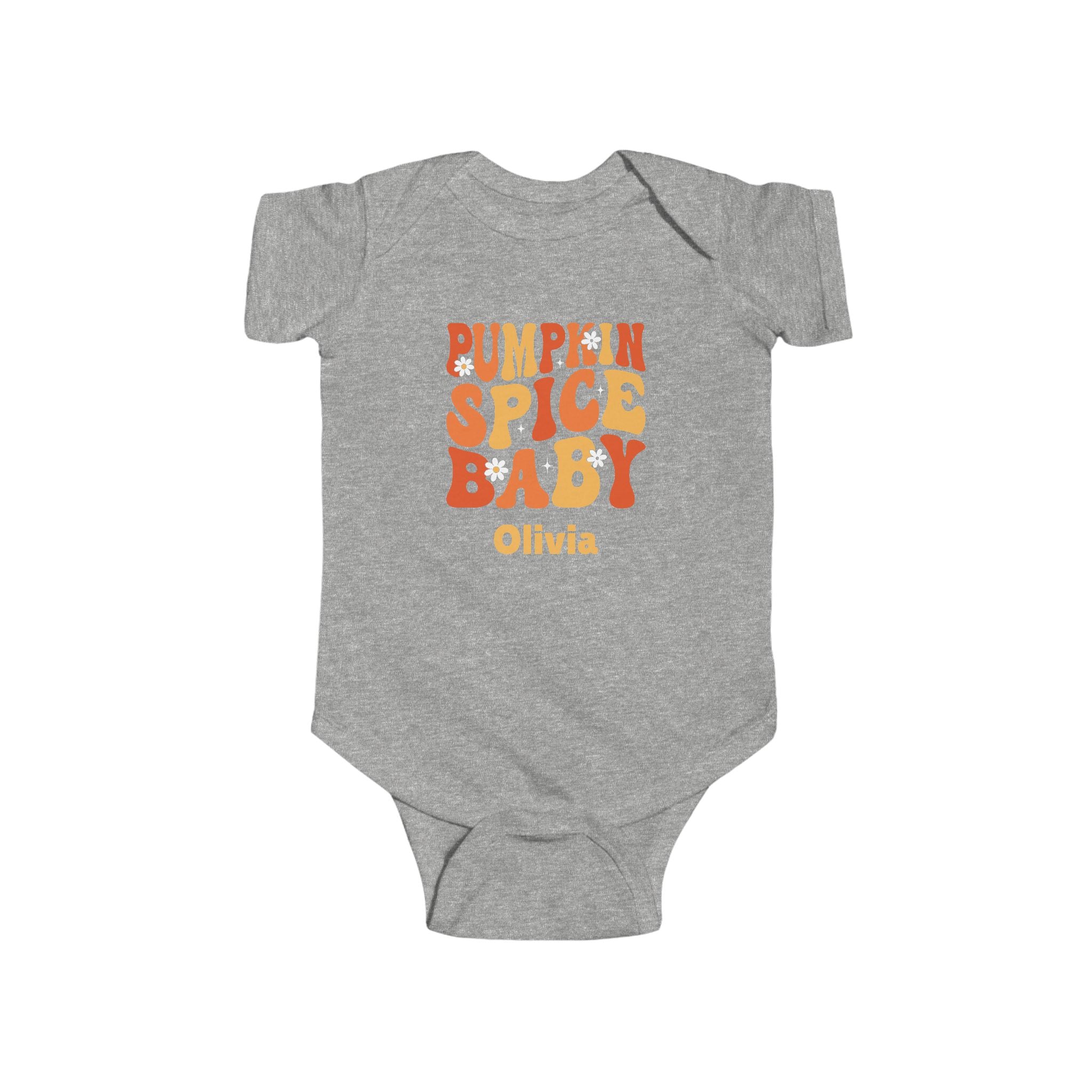 Pumpkin Spice Baby Onesie — Personalized Fall Halloween Baby Bodysuit