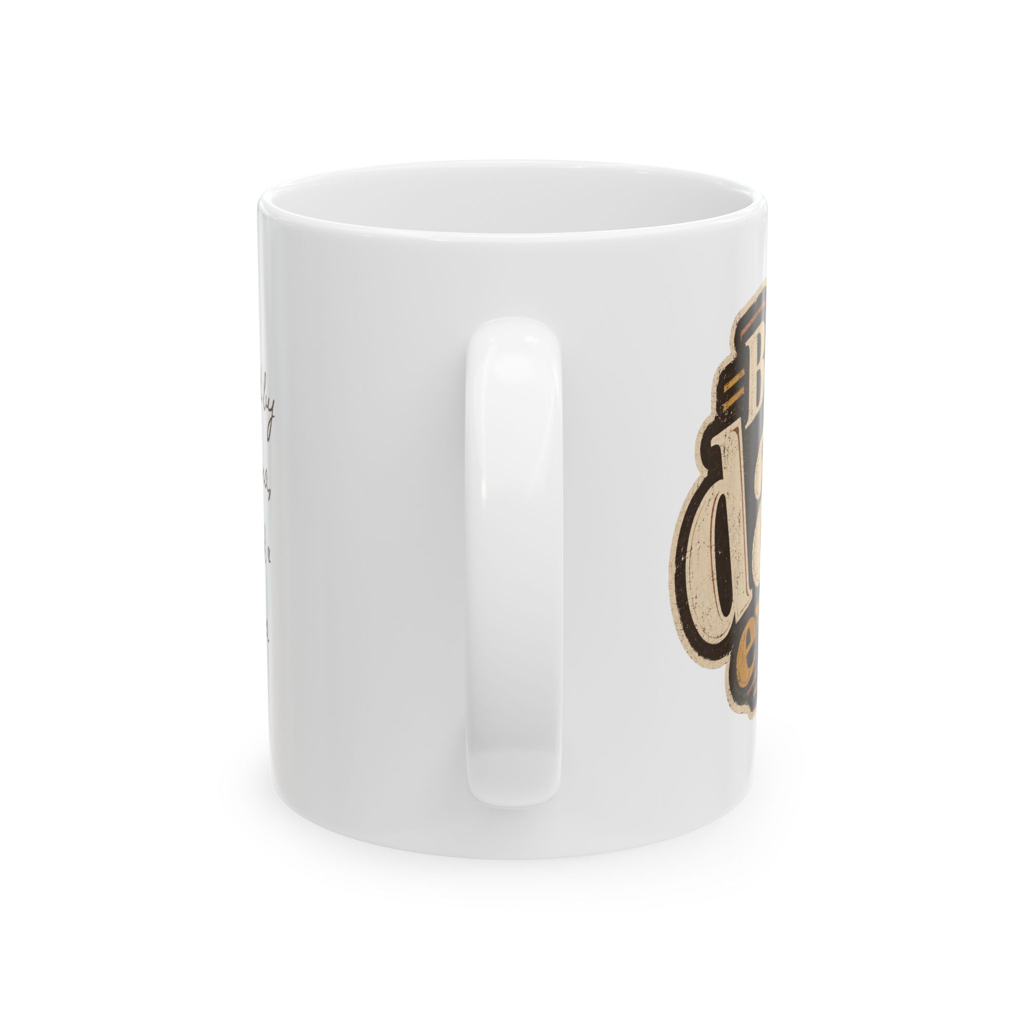 Best Dad Ever vintage mug in home setting — personalized back text Father's Day gift