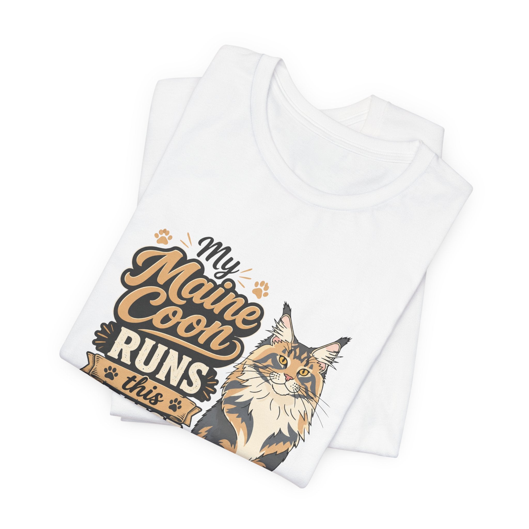 Maine Coon Cat T-Shirt — "My Maine Coon Runs This House, I Just Pay the Bills"