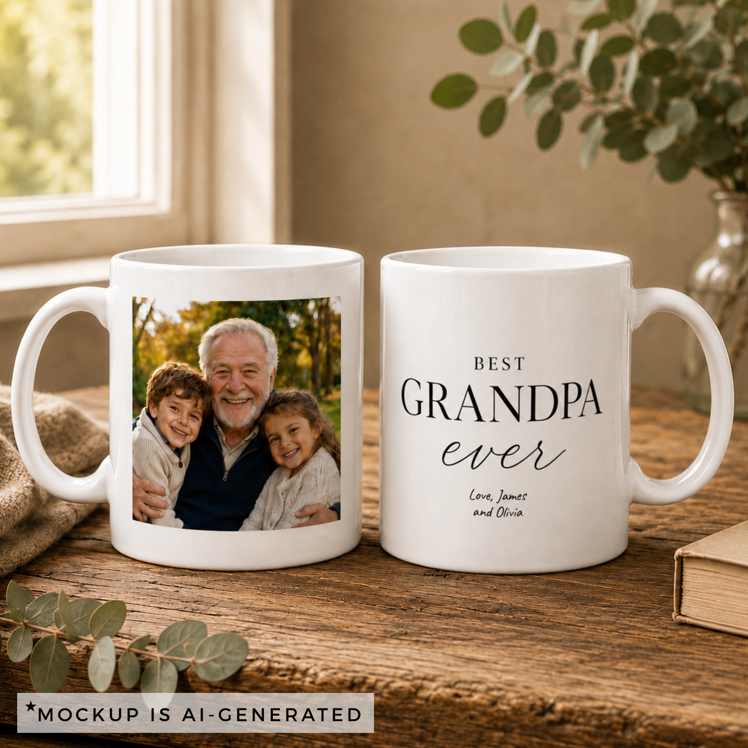 Custom Best Grandpa Ever mug — personalized gift for grandpa from grandkids