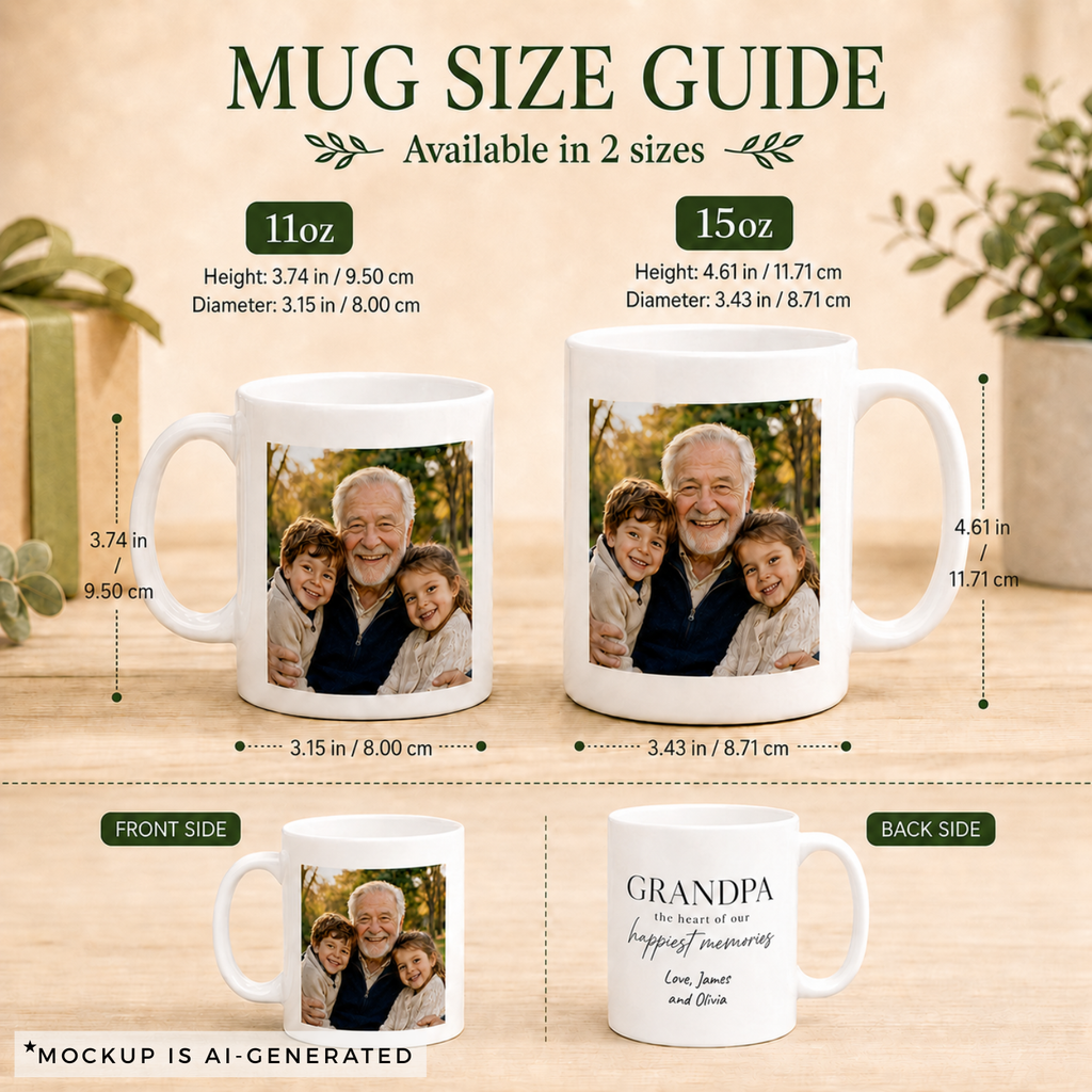 Grandpa The Heart of Our Happiest Memories Mug — Personalized Gift for Grandpa