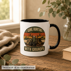 Gone Hunting With Grandpa accent mug with black handle — personalized grandpa gift