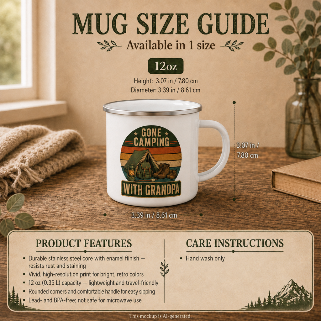 Gone Camping With Grandpa Mug — Personalized Enamel Camp Mug