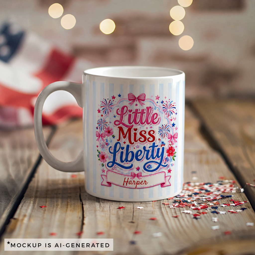 Personalized 4th of July Mug for Girls — Custom Name