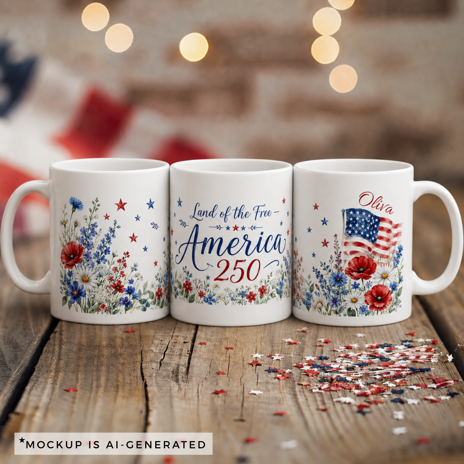 America 250 Mug — Land of the Free Patriotic Gift
