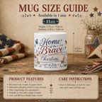Home of the Brave 11oz ceramic mug — personalized summer gift for her with 4th of July design