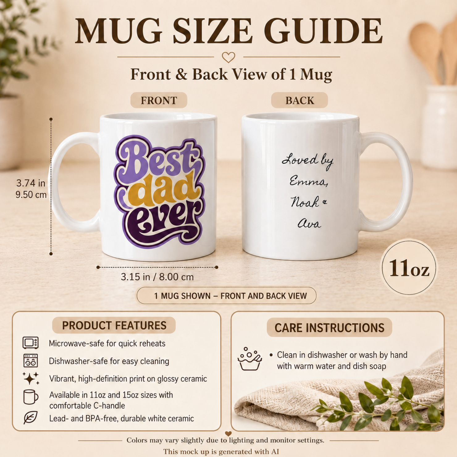 Best Dad Ever 11oz ceramic mug — retro 70s style Father's Day gift printed on demand