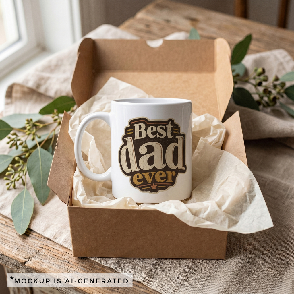 Vintage western dad mug front view — rustic grunge texture Father's Day gift