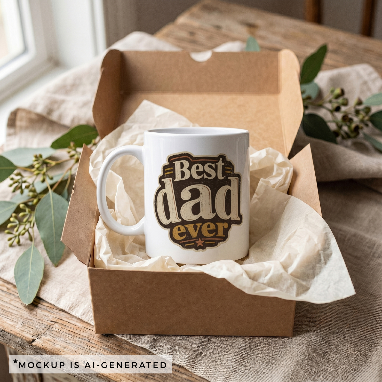 Vintage western dad mug front view — rustic grunge texture Father's Day gift
