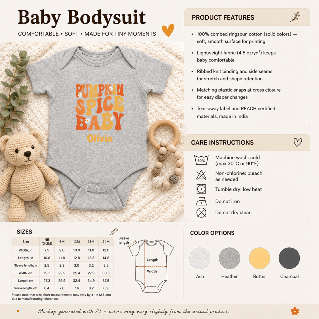 Pumpkin Spice Baby Onesie — Personalized Fall Halloween Baby Bodysuit
