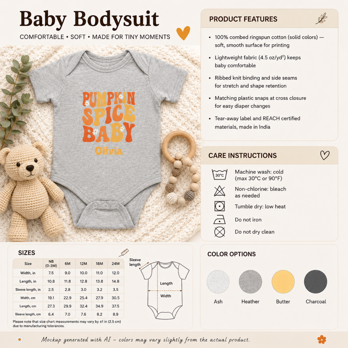 Pumpkin Spice Baby Onesie — Personalized Fall Halloween Baby Bodysuit