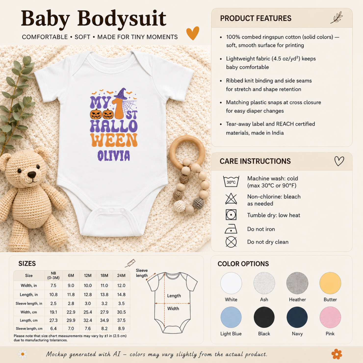 My 1st Halloween Onesie — Personalized Baby Bodysuit
