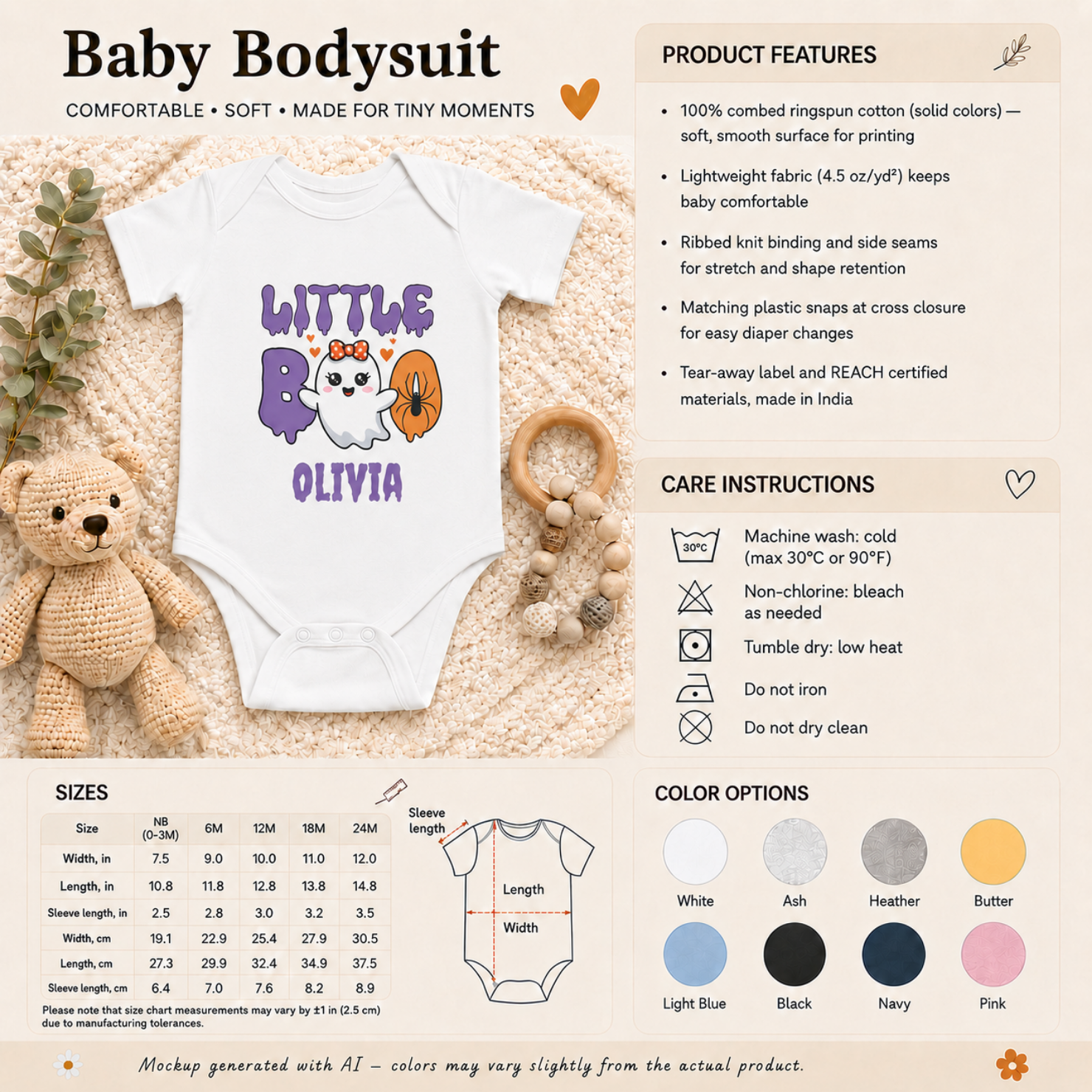 Little Boo Halloween Onesie — Personalized Baby Bodysuit
