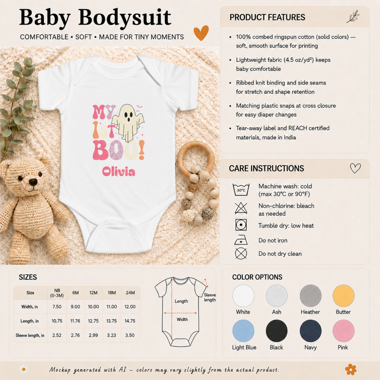 My 1st Boo Halloween Onesie — Personalized Baby Bodysuit