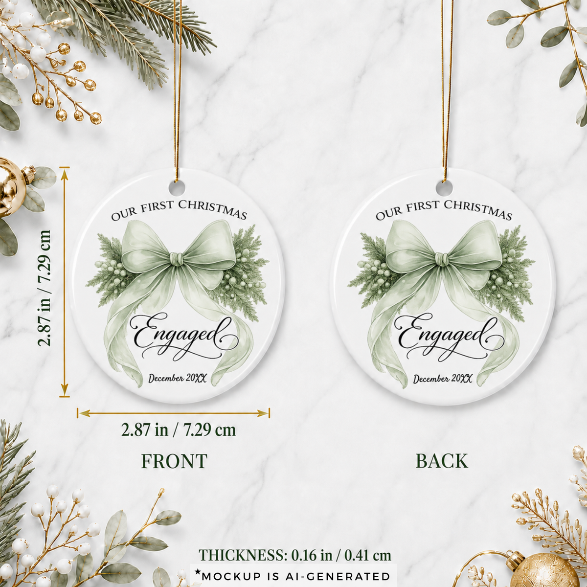 First Christmas Engaged Ornament — Personalized Keepsake