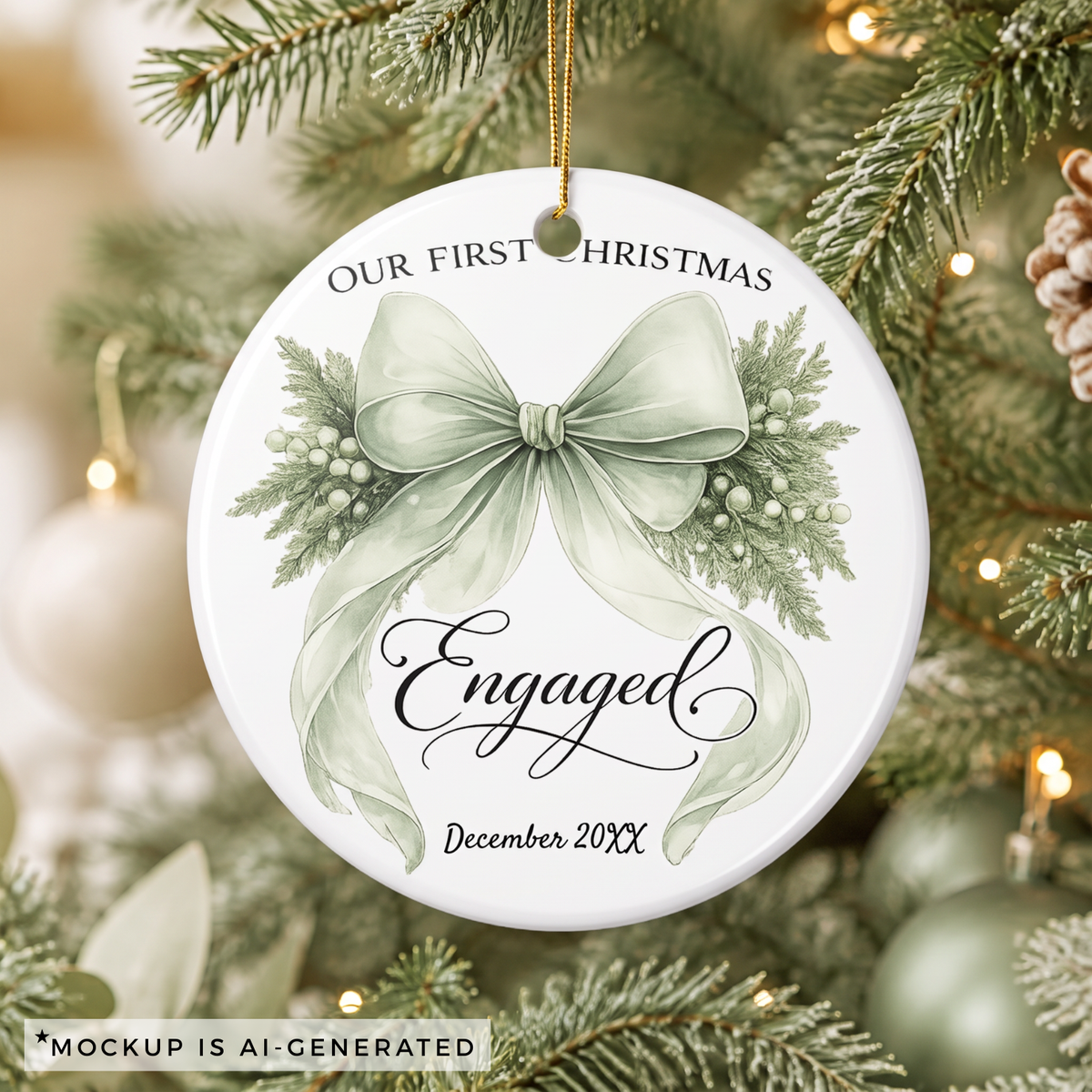 First Christmas Engaged Ornament — Personalized Keepsake