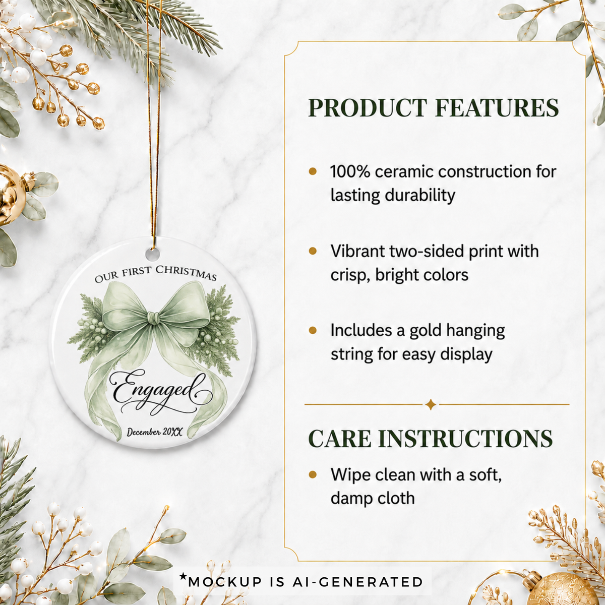 First Christmas Engaged Ornament — Personalized Keepsake