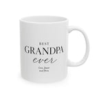 Best Grandpa Ever personalized mug — right side view with custom grandkids names