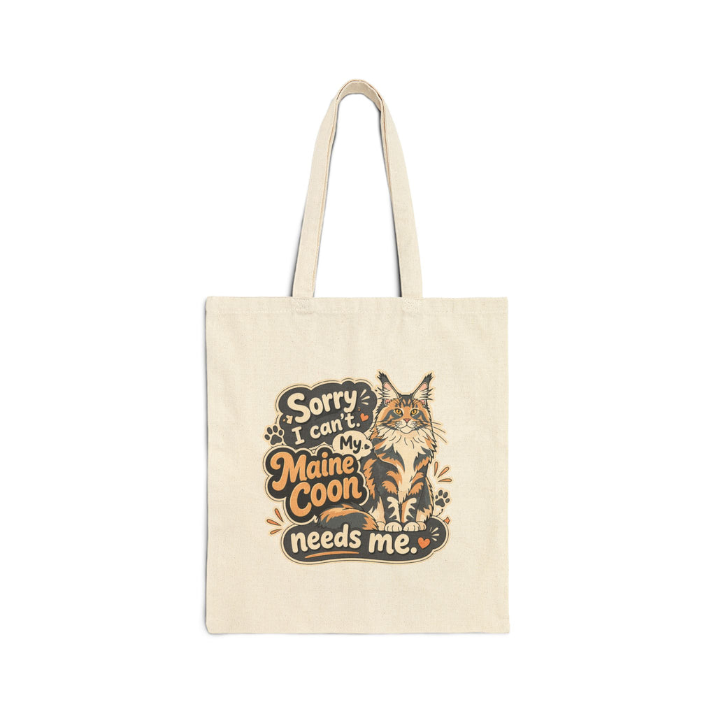 P045 Maine Coon Tote Bag – "Happiness is a Maine Coon on Your Lap" Canvas Shopper