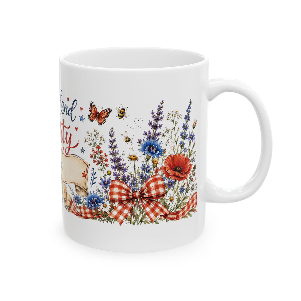 Personalized 4th of July gift mug — full wrap watercolor patriotic design
