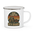Gone Camping With Grandpa enamel mug — retro vintage design with tent, lantern and boots