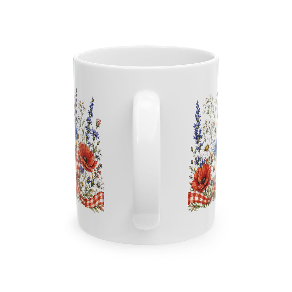 Independence Day personalized ceramic mug 11oz — custom name gift for her, mom or grandma