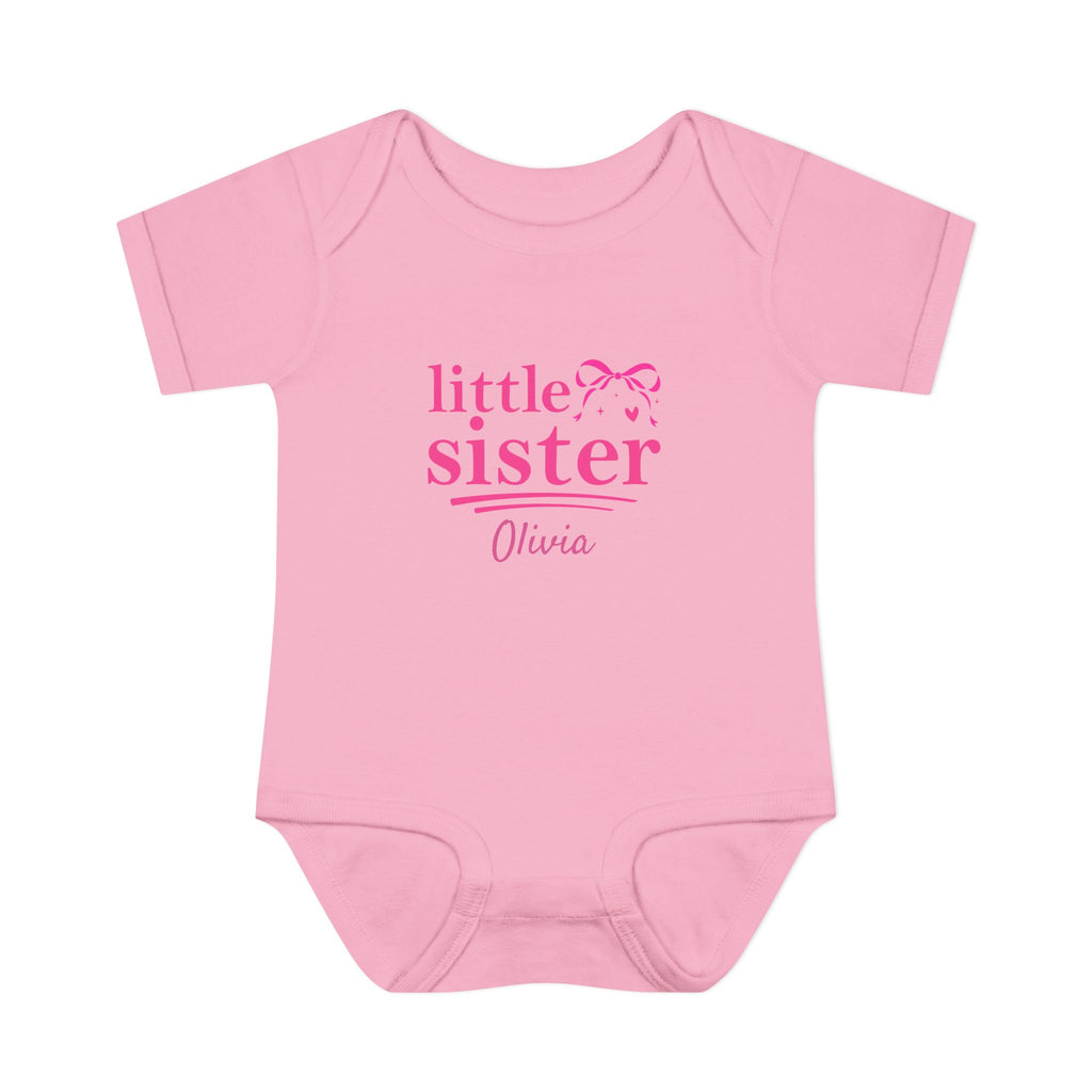 Little Sister Onesie — Coquette Bow Personalized Baby Bodysuit