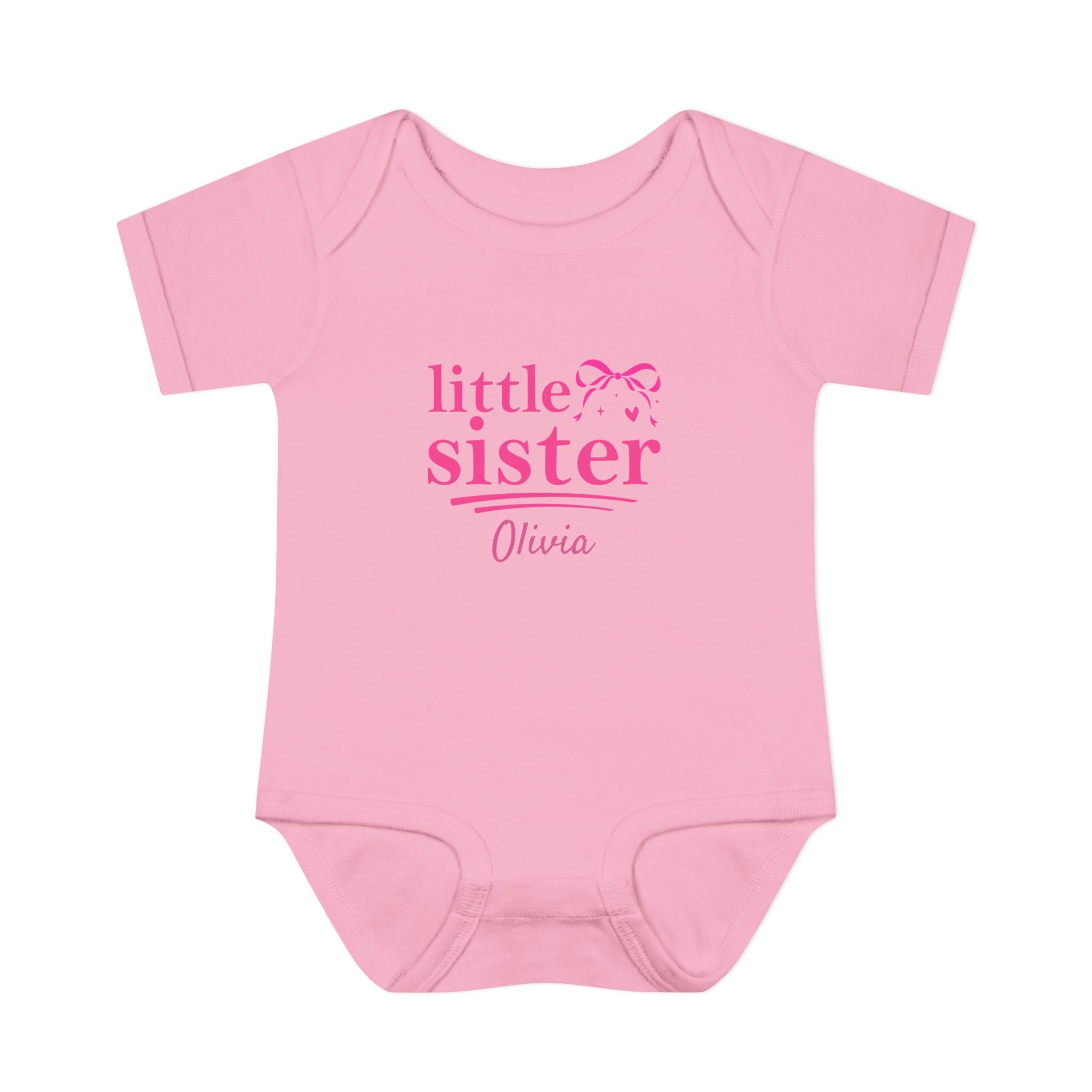 Little Sister Onesie — Coquette Bow Personalized Baby Bodysuit