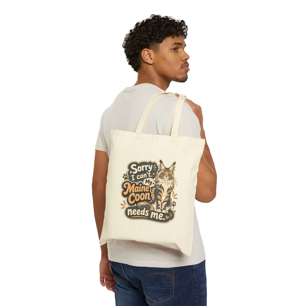 P045 Maine Coon Tote Bag – "Happiness is a Maine Coon on Your Lap" Canvas Shopper