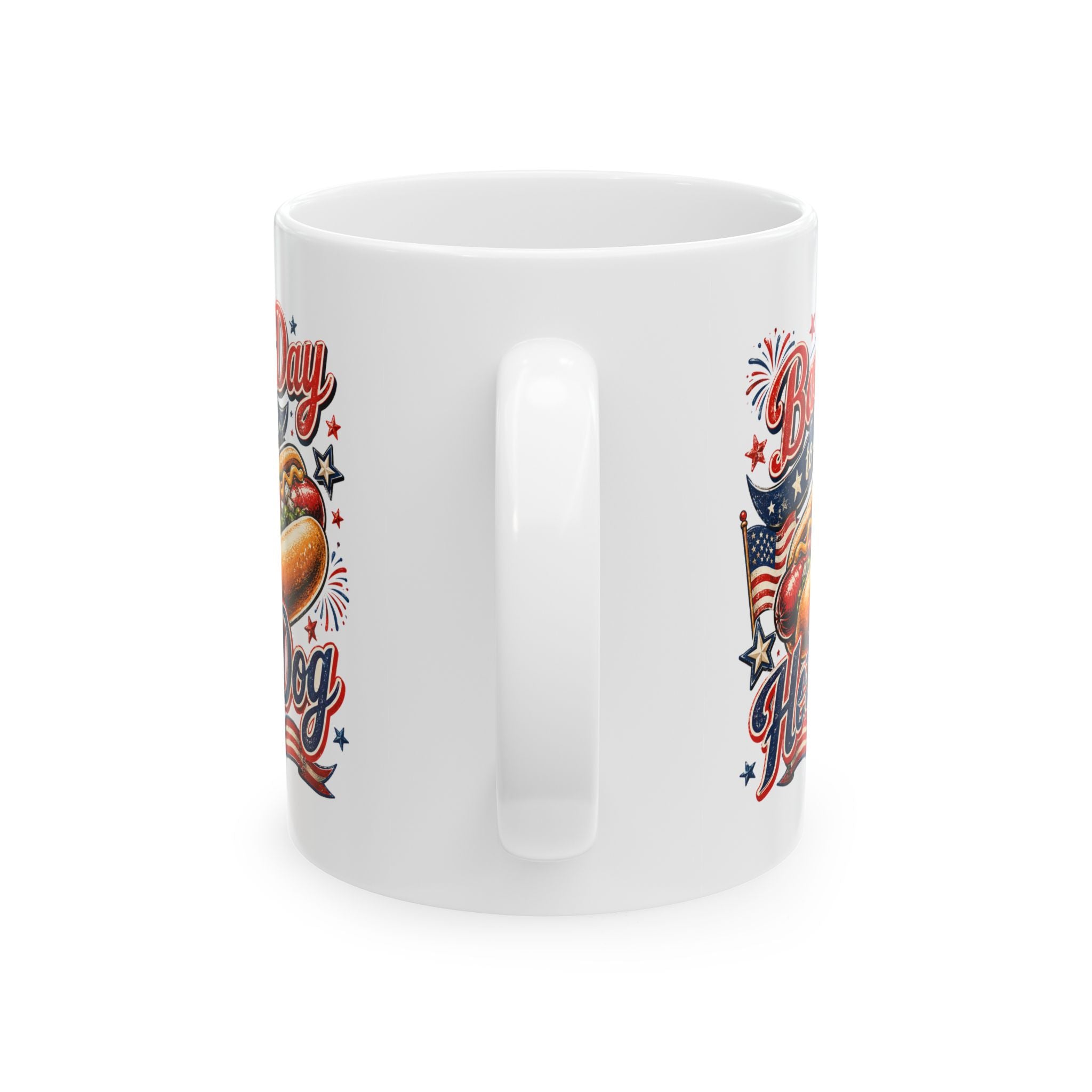 Bad Day to be a Hot Dog mug in home setting - funny 4th of July gift for BBQ lovers and patriotic Americans