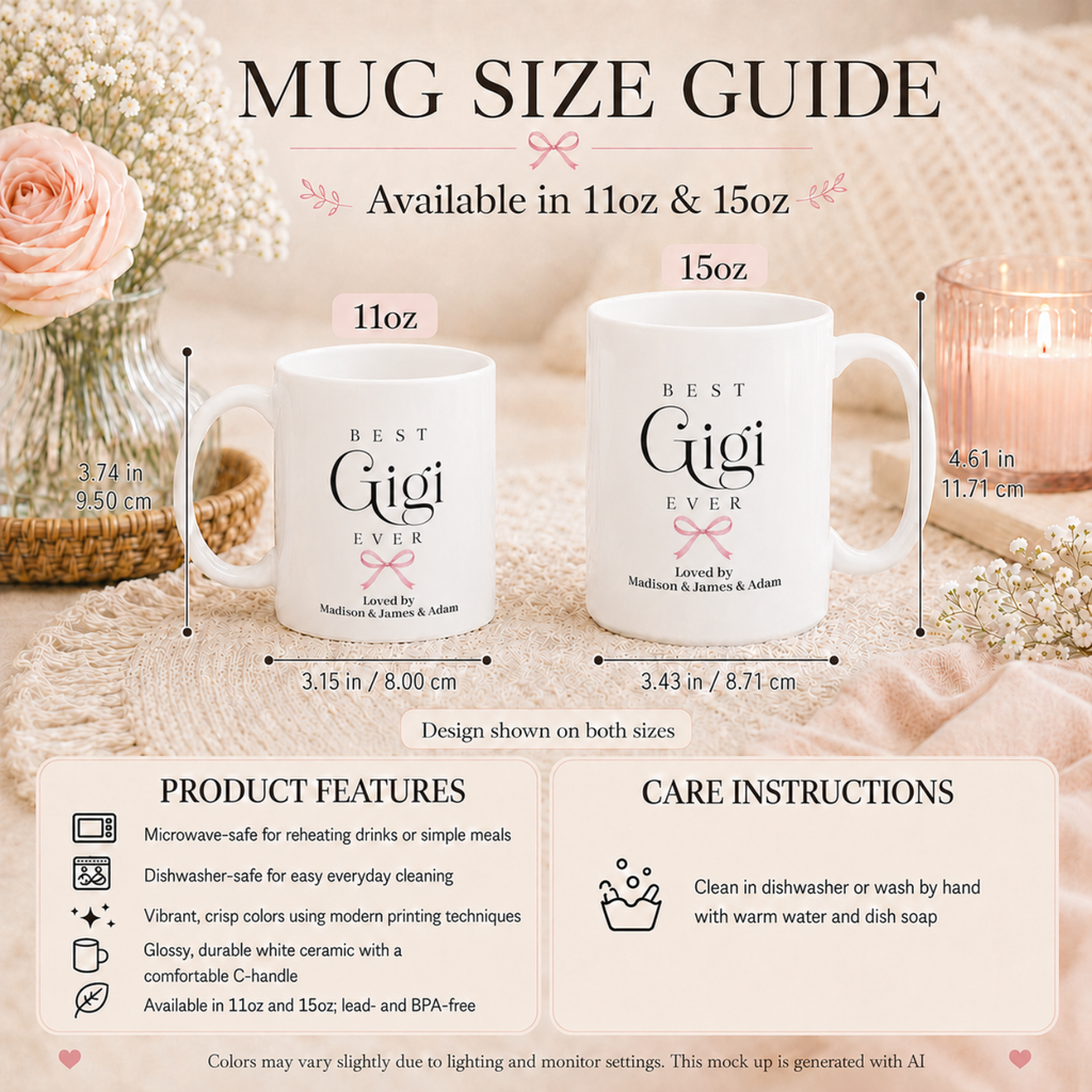 Best Gigi Ever personalized mug detail - meaningful grandparents day or birthday gift from grandkids for Gigi