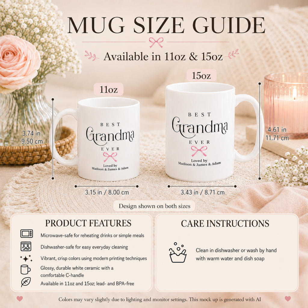Best Granny Ever personalized mug side view - meaningful grandparents day or birthday gift from grandkids