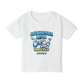 Big Brother Level Unlocked personalized shirt in white - blue teal pixel gaming design with controllers baby bottle pixel hearts sparkles and custom name