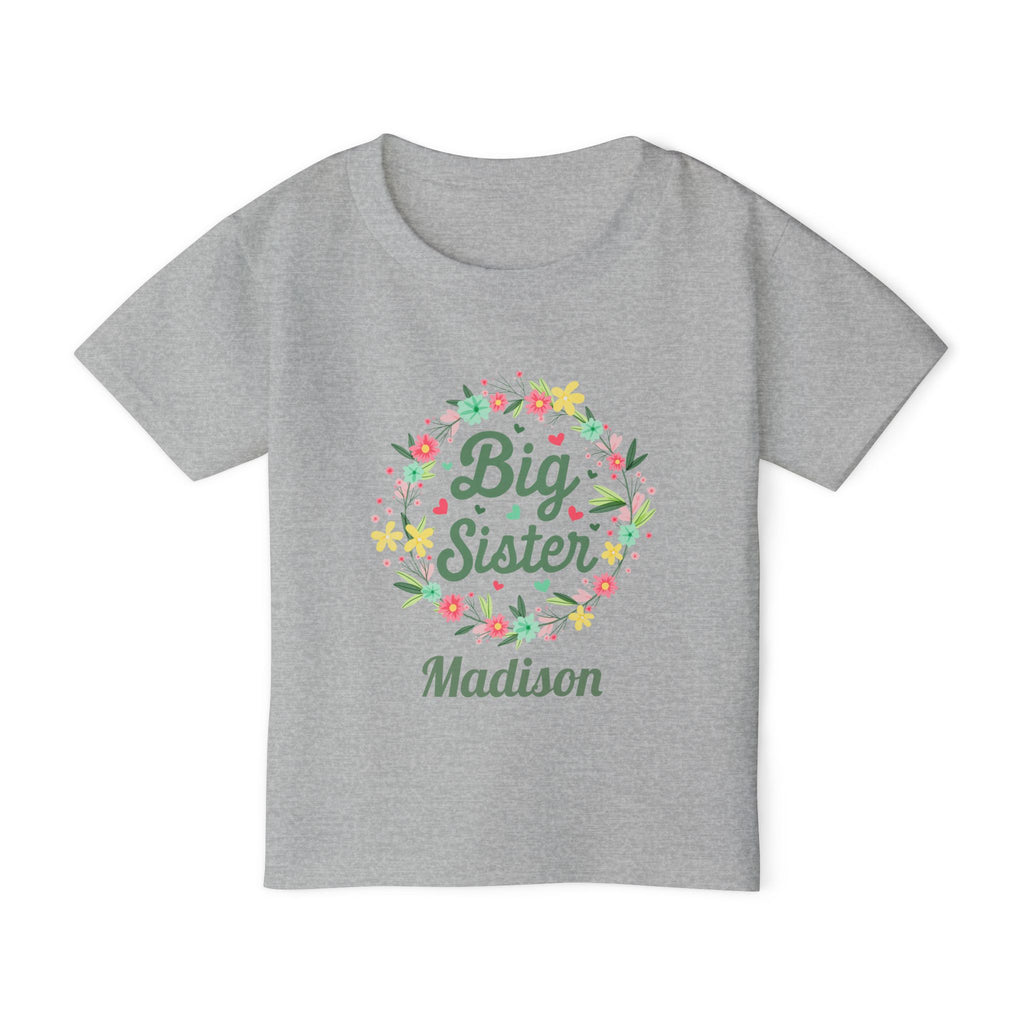 Personalized Big Sister shirt for toddler - pregnancy announcement or big sister reveal gift in sport grey