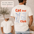 Cat Dad Club shirt back print on ivory Comfort Colors with two cat illustrations and personalized year