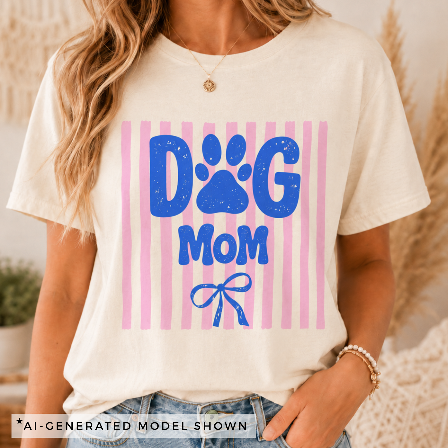 Dog Mom shirt back view on ivory Comfort Colors 1717 garment-dyed tee