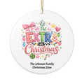 Personalized We Put the Extra in Christmas family ornament with colorful disco design