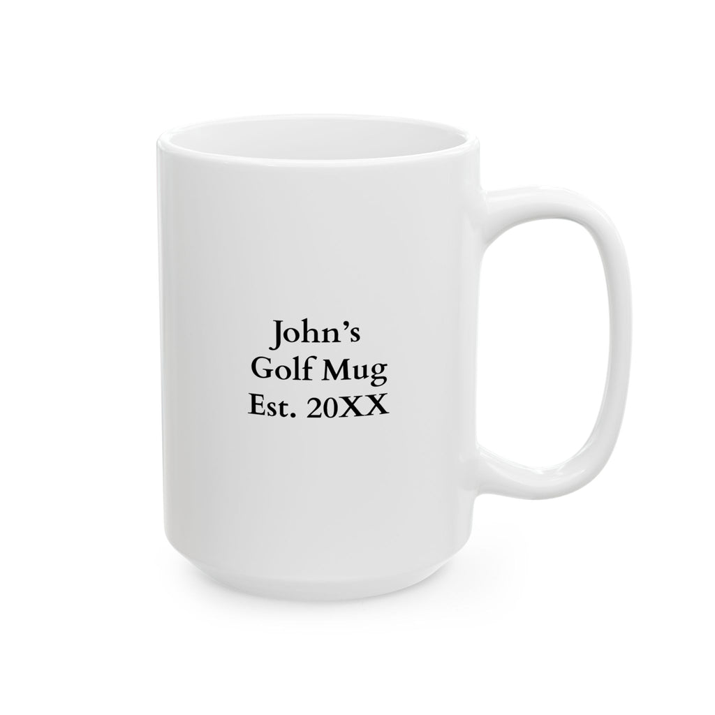 Full Time Golfer mug extra view - retro vintage badge design on white ceramic golf gift for him