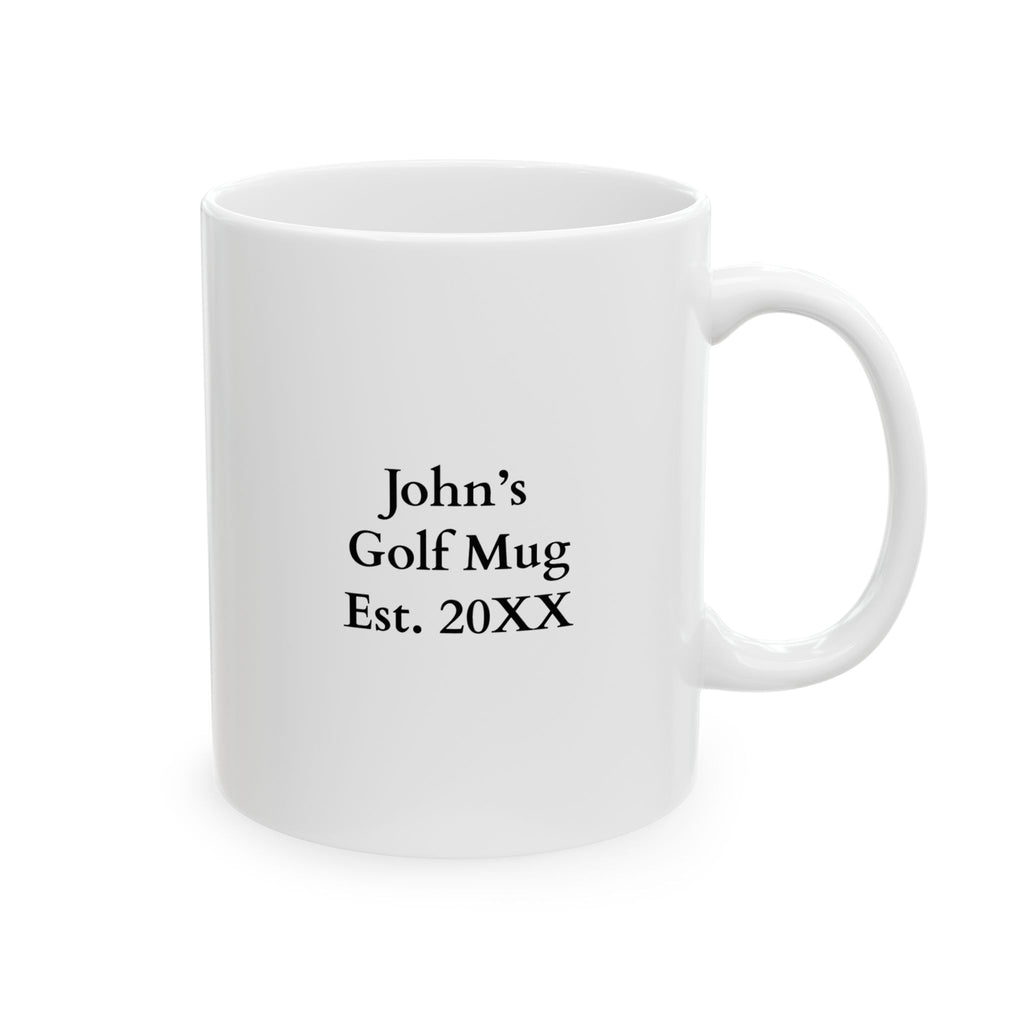 Full Time Golfer mug in home setting - retro golf gift for him on kitchen counter