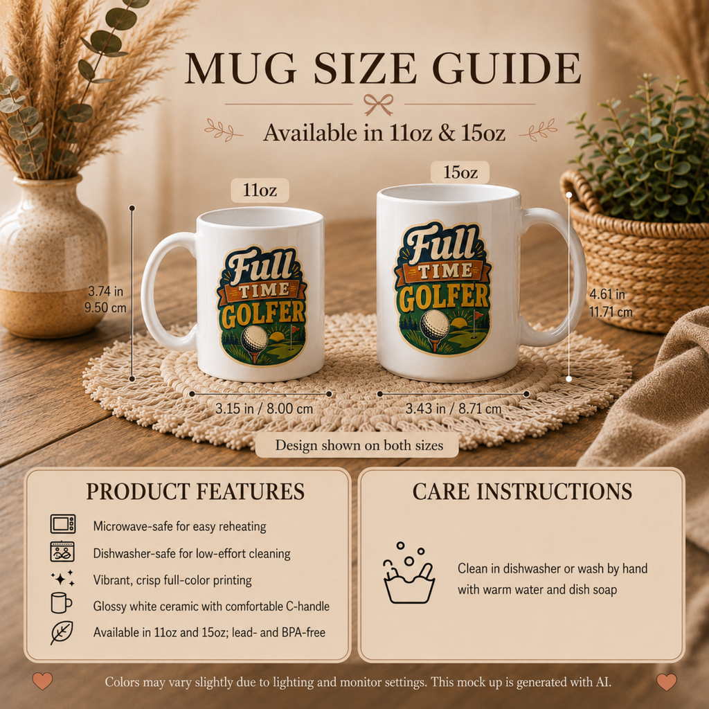 Full Time Golfer mug packaging - personalized golf gift ready to ship for dad or grandpa