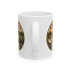 New grandpa golf mug pregnancy reveal gift - white ceramic with golf course illustration and baby announcement design