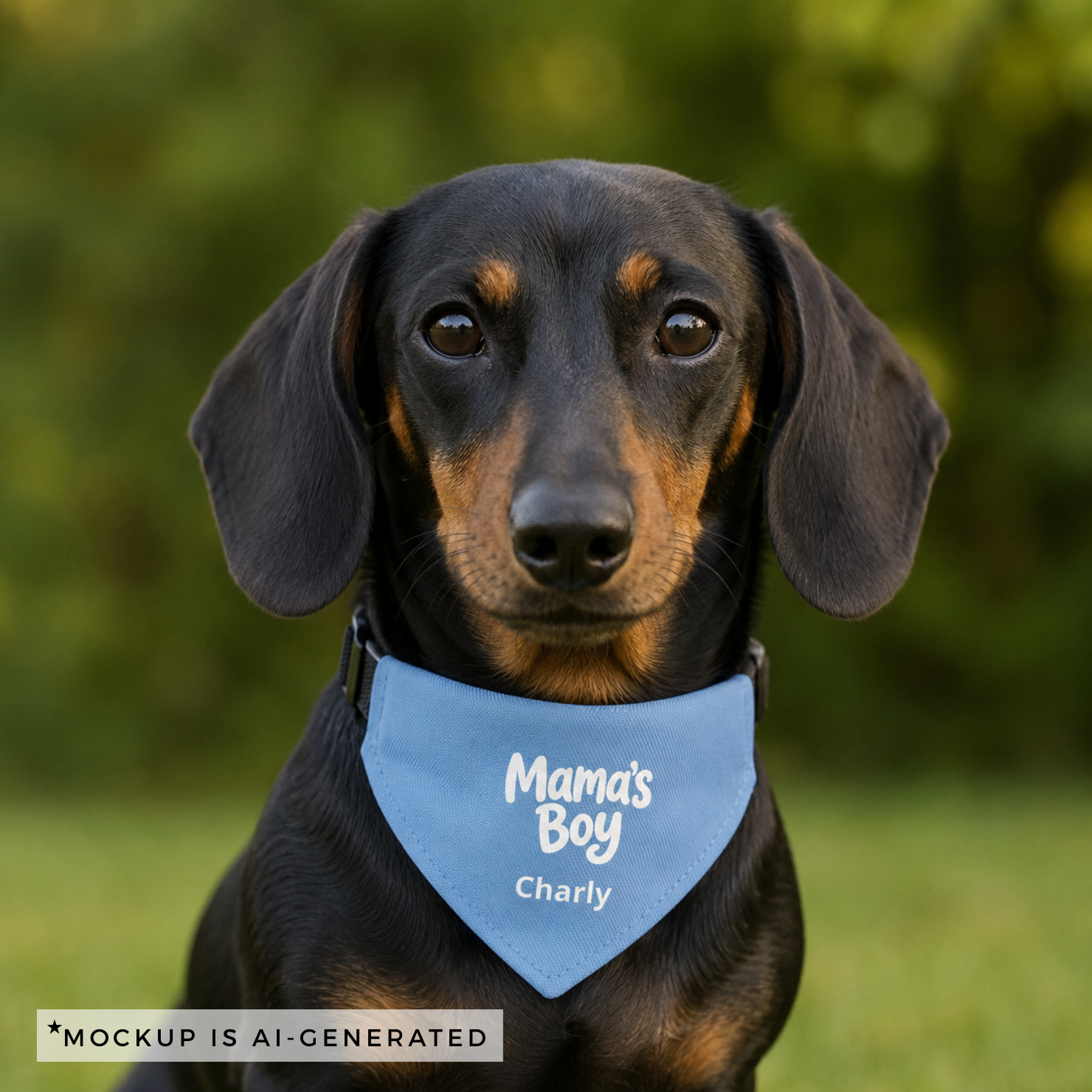 Dog mom gift bandana - custom name Mamas Boy bandana in blue for male dogs