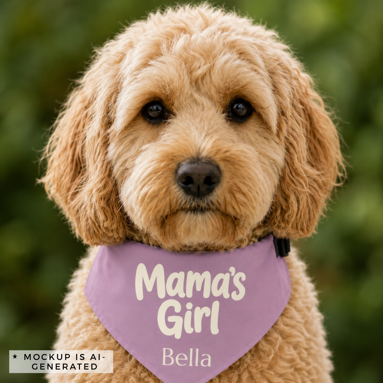 Custom dog name bandana - mauve Mamas Girl bandana with adjustable quick release buckle collar