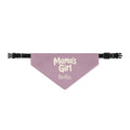 Mamas Girl personalized dog bandana in mauve with cream typography and custom pet name - adjustable nylon collar strap