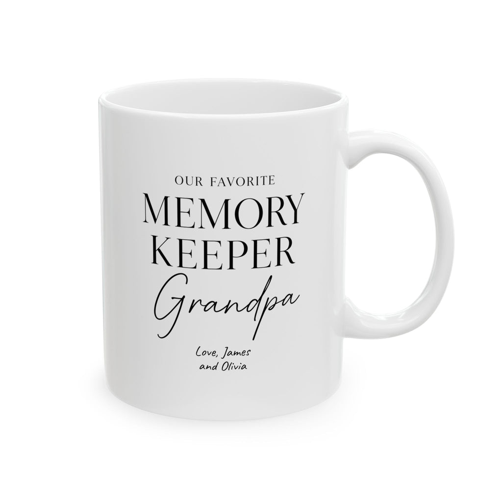 Memory keeper grandpa mug on kitchen counter, lifestyle shot