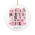 Personalized Mistletoe Martinis and My Favorite Girls ornament with pink retro lettering